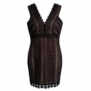 Lush Black and Beige Lace Dress